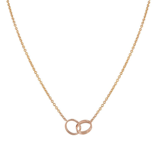 LUXEIFY LOVE NECKLACE DOUBLE RING PINK GOLD