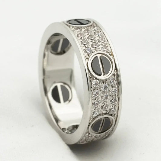 LUXEIFY LOVE RING 5.5MM DIAMONDS PAVED CERAMIC
