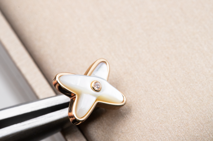 LUXEIFY JEUX DE WHITE MOP ROSE GOLD DIAMOND EARRINGS