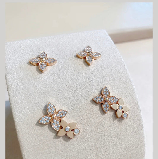 LUXEIFY STAR BLOSSOM STUD EARRINGS PINK GOLD DIAMONDS