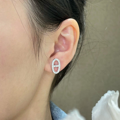 LUXEIFY HM FULL DIAMOND PIG NOSE STUD EARRINGS