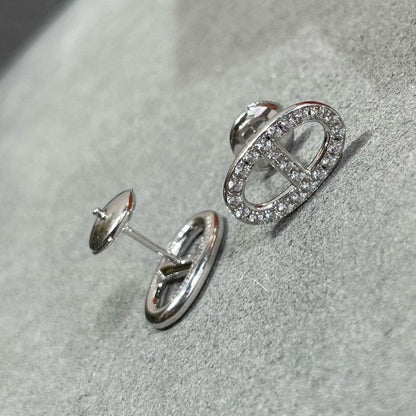 LUXEIFY HM FULL DIAMOND PIG NOSE STUD EARRINGS