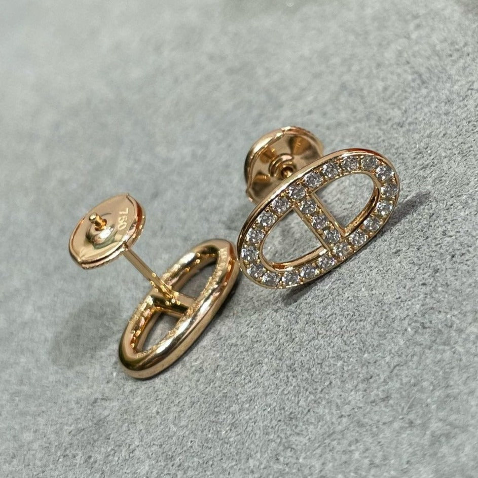 LUXEIFY HM FULL DIAMOND PIG NOSE STUD EARRINGS