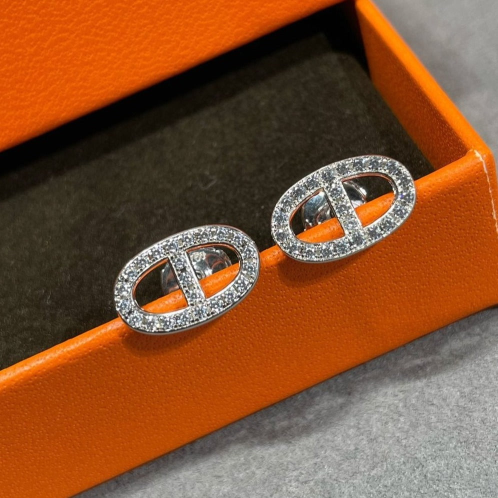 LUXEIFY HM FULL DIAMOND PIG NOSE STUD EARRINGS