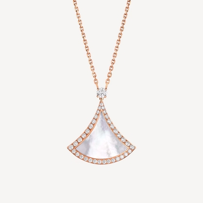 LUXEIFY DREAM MOP DIAMOND PAVED PINK GOLD NECKLACE