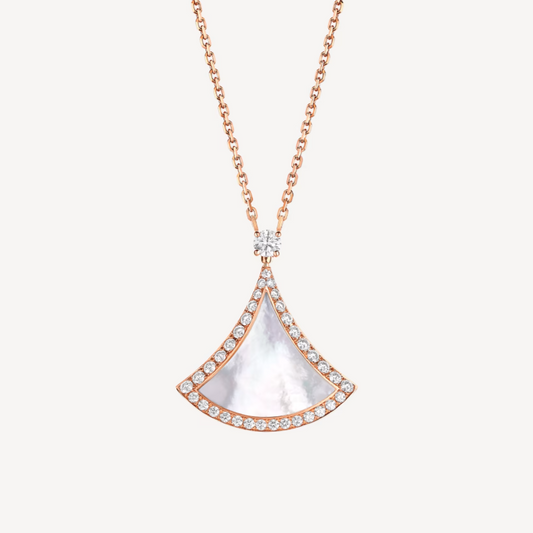 LUXEIFY DREAM MOP DIAMOND PAVED PINK GOLD NECKLACE