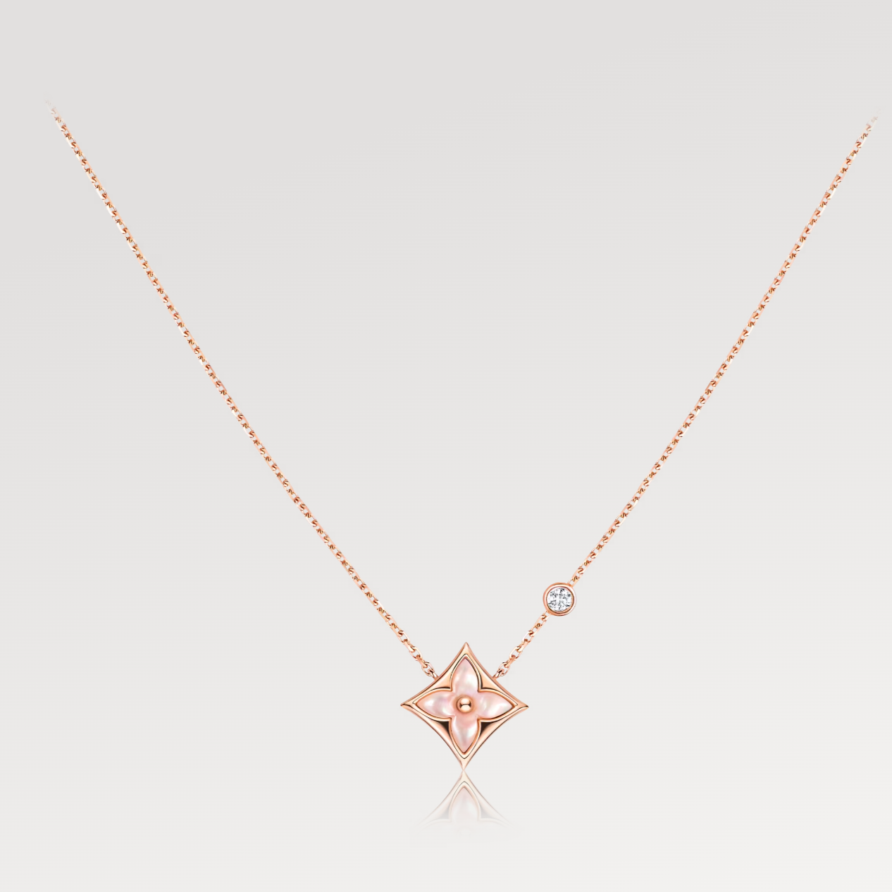 LUXEIFY STAR PINK MOP 1 DIAMOND PINK GOLD NECKLACE