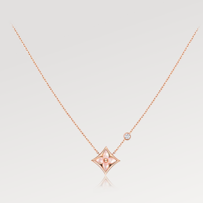 LUXEIFY STAR PINK MOP 1 DIAMOND PINK GOLD NECKLACE