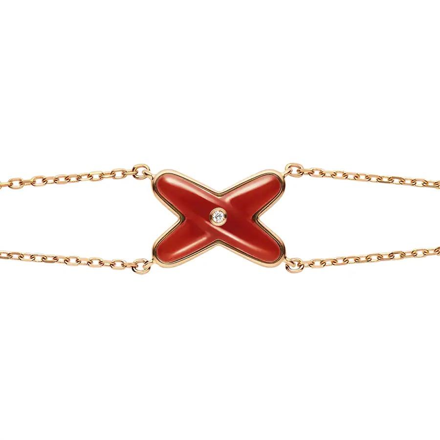LUXEIFY JEUX BRACELET CARNELIAN PINK GOLD 1 DIAMOND