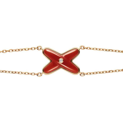LUXEIFY JEUX BRACELET CARNELIAN PINK GOLD 1 DIAMOND