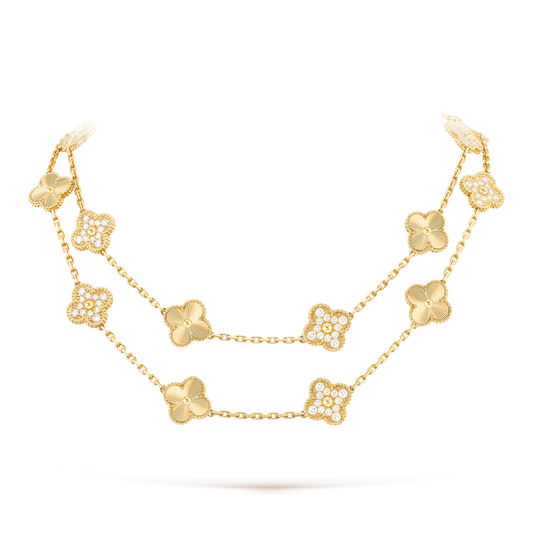 CLOVER 20 MOTIFS LASER DIAMOND NECKLACE