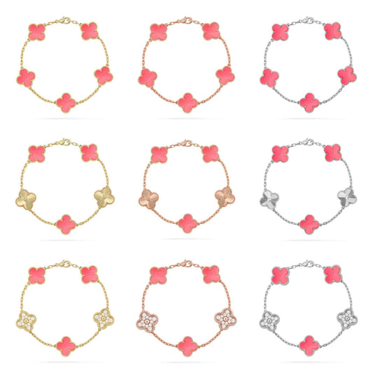 CLOVER 5 MOTIFS  PINK MOP BRACELET COLLECTION