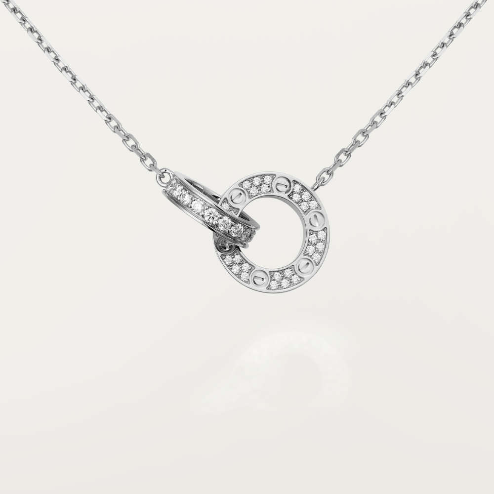 LUXEIFY LOVE 7.6MM NECKLACE ROSE GOLD AND SILVER  FULL DIAMOND