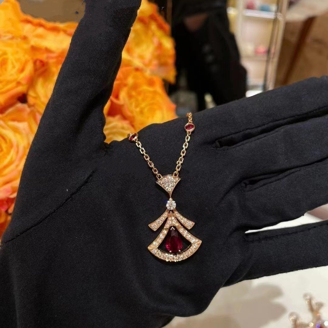 LUXEIFY DREAM NECKLACE CARNELIAN DIAMOND PINK GOLD