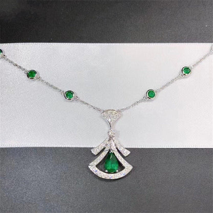 LUXEIFY DREAM NECKLACE MALACHITE DIAMOND SILVER
