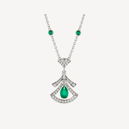 LUXEIFY DREAM NECKLACE MALACHITE DIAMOND SILVER