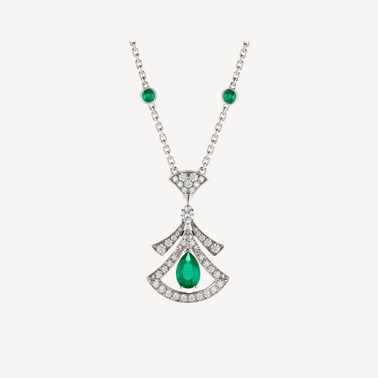 LUXEIFY DREAM NECKLACE MALACHITE DIAMOND SILVER