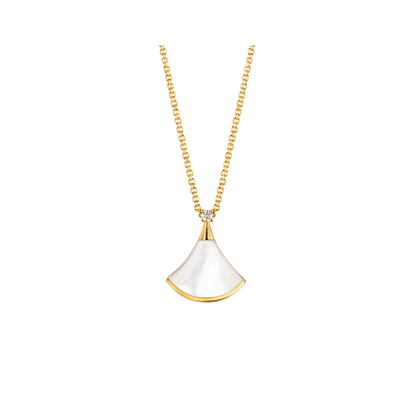 LUXEIFY DREAM NECKLACE WHITE MOP GOLD 1 DIAMOND