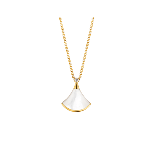 LUXEIFY DREAM NECKLACE WHITE MOP GOLD 1 DIAMOND