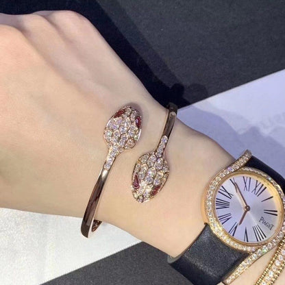 LUXEIFY SERPENTI BRACELET PINK GOLD DIAMOND DOUBLE SNAKE