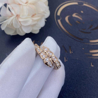 LUXEIFY SERPENTI RING PINK GOLD DIAMOND PAVED 4MM