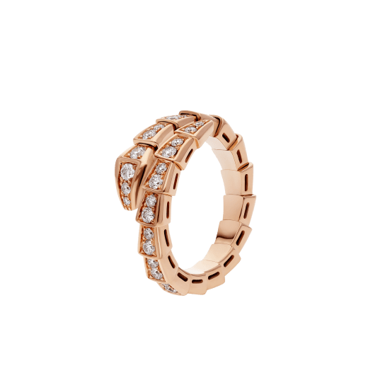 LUXEIFY SERPENTI RING PINK GOLD DIAMOND PAVED 4MM