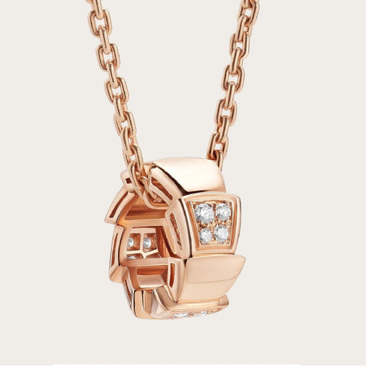 LUXEIFY SERPENTI PEDANT DIAMOND PINK GOLD NECKLACE