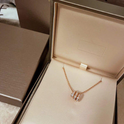 COLLAR LUXEIFY SERPENTI DE ORO ROSA CON DOBLE ANILLO DE DIAMANTE