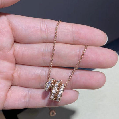 COLLAR LUXEIFY SERPENTI DE ORO ROSA CON DOBLE ANILLO DE DIAMANTE