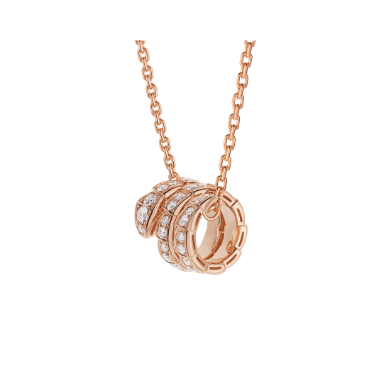 LUXEIFY SERPENTI PINK GOLD NECKLACE DOUBLE RING DIAMOND