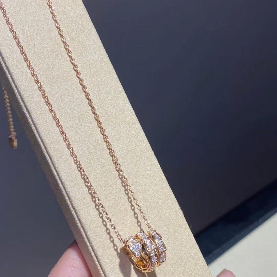 COLLAR LUXEIFY SERPENTI DE ORO ROSA CON DOBLE ANILLO DE DIAMANTE