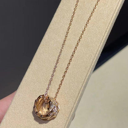 COLLAR LUXEIFY SERPENTI DE ORO ROSA CON DOBLE ANILLO DE DIAMANTE