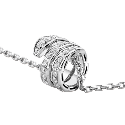 LUXEIFY SERPENTI SILVER NECKLACE DOUBLE RING DIAMOND