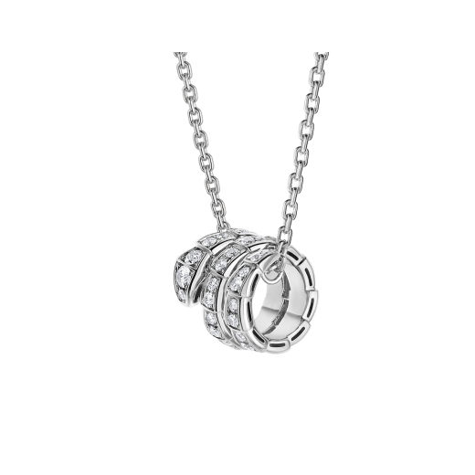 LUXEIFY SERPENTI SILVER NECKLACE DOUBLE RING DIAMOND