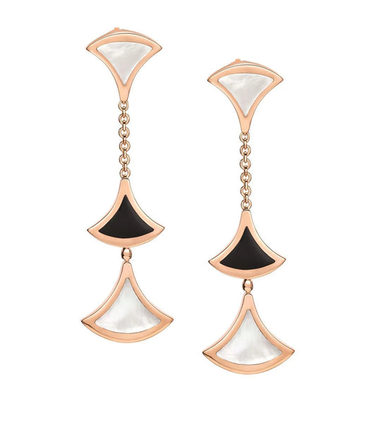 LUXEIFY DREAM EARRINGS 3 MOTIFS ONYX MOP PINK GOLD