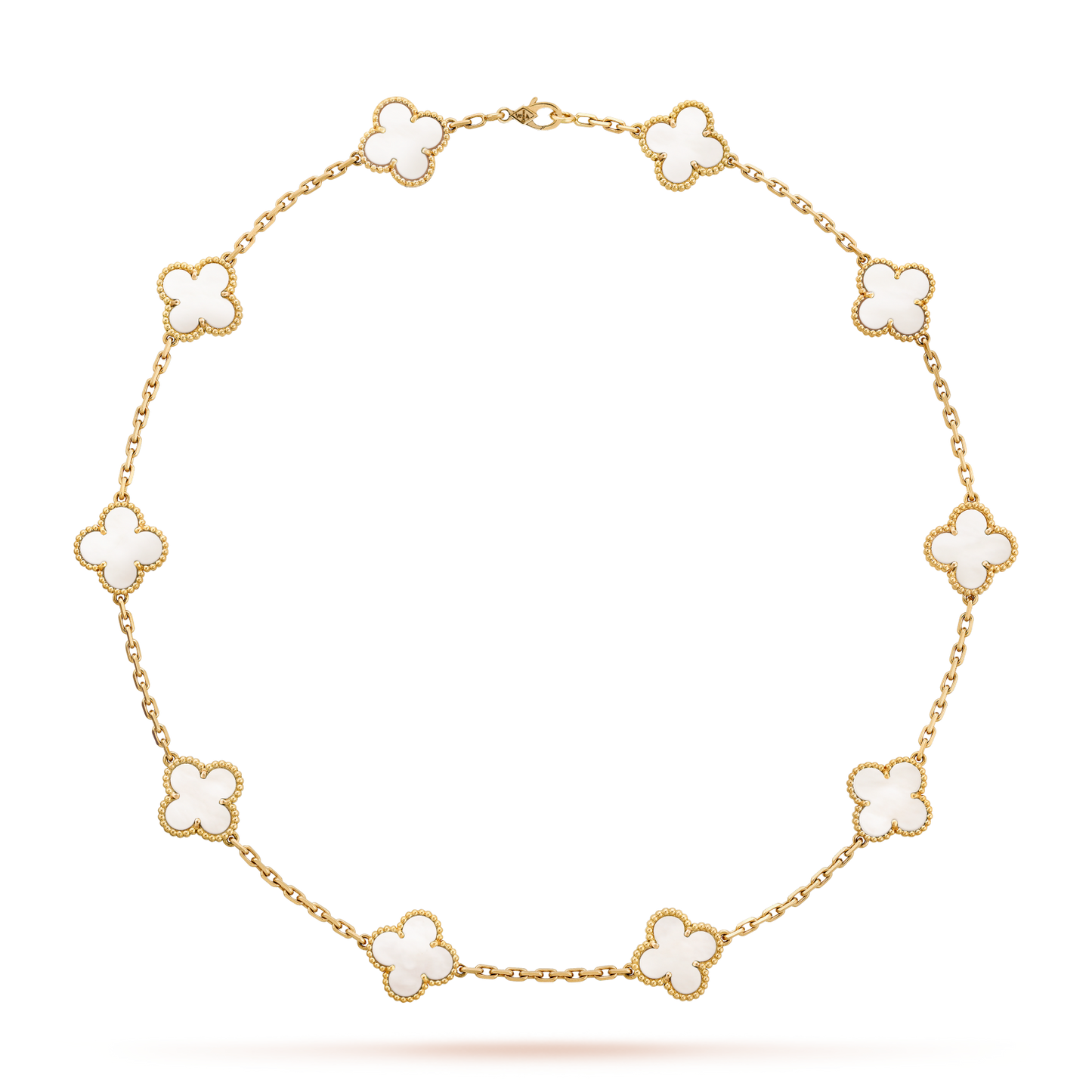 CLOVER 10 MOTIFS WHITE MOTHER OF PEARL NECKLACE