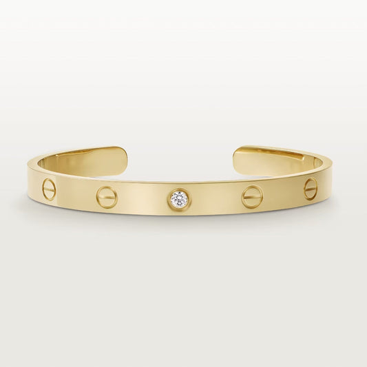 LUXEIFY LOVE BRACELET 6.1MM 1 DIAMOND OPEN CUFF