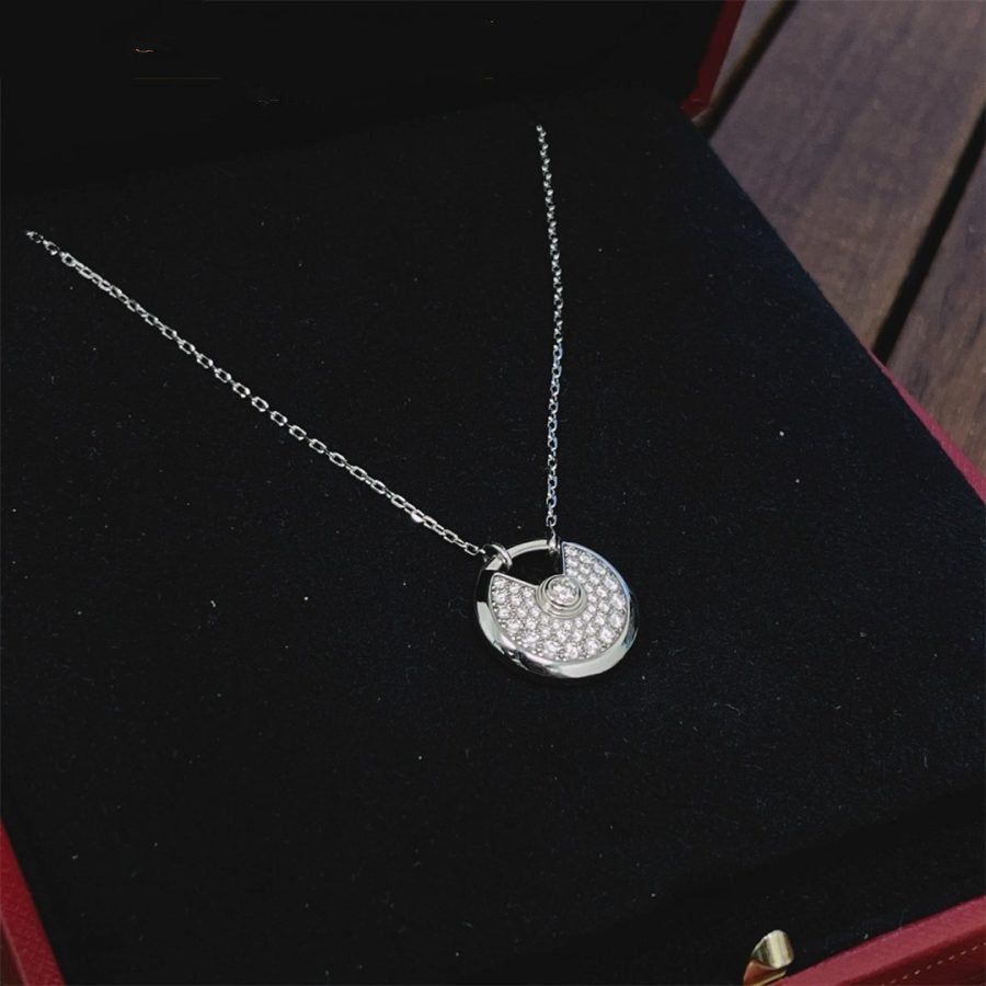 LUXEIFY AMULETTE SILVER FULL DIAMOND NECKLACE