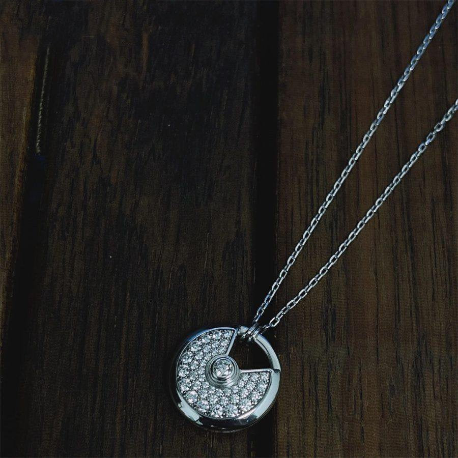 LUXEIFY AMULETTE SILVER FULL DIAMOND NECKLACE
