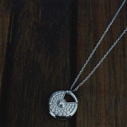 LUXEIFY AMULETTE SILVER FULL DIAMOND NECKLACE