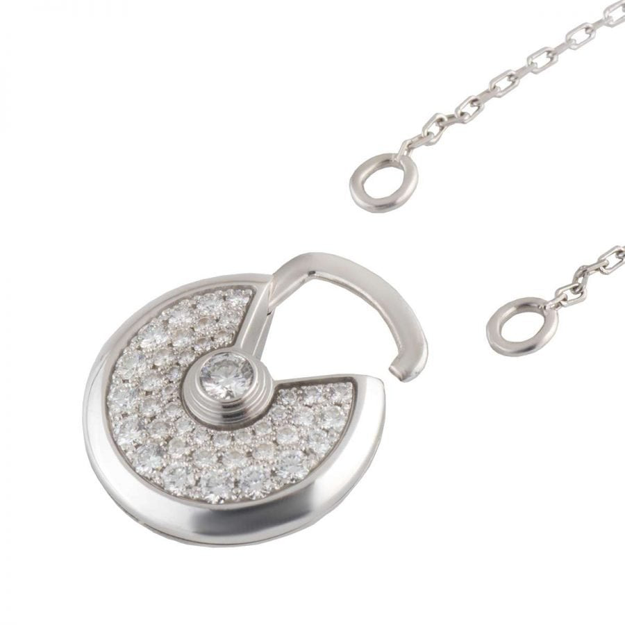 LUXEIFY AMULETTE SILVER FULL DIAMOND NECKLACE