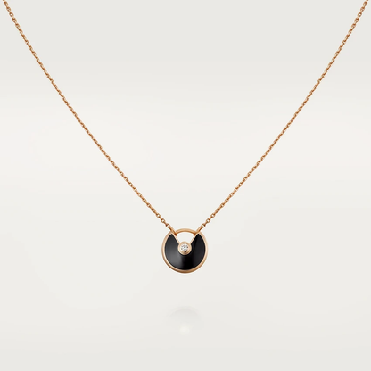 LUXEIFY AMULETTE ROSE GOLD ONYX NECKLACE