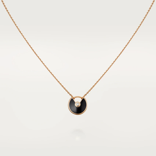 LUXEIFY AMULETTE ROSE GOLD ONYX NECKLACE