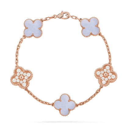 CLOVER 5 MOTIF PURPLE CHALCEDONY BRACELET COLLECTION