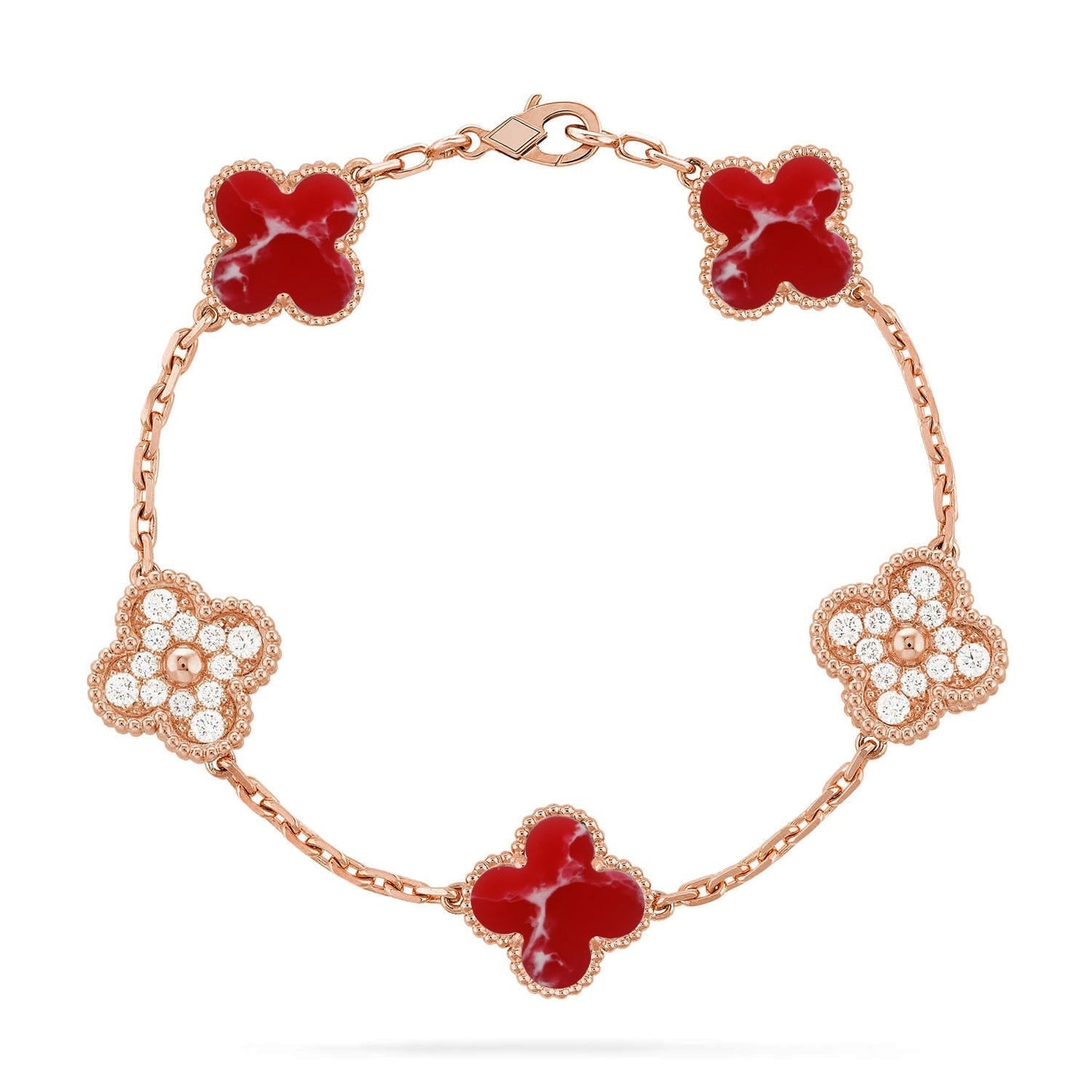 CLOVER 5 MOTIF RED PATTERN BRACELET COLLECTION