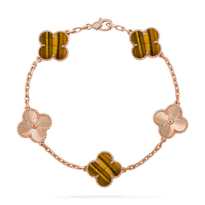 CLOVER 5 MOTIFS TIGER EYE BRACELET COLLECTION
