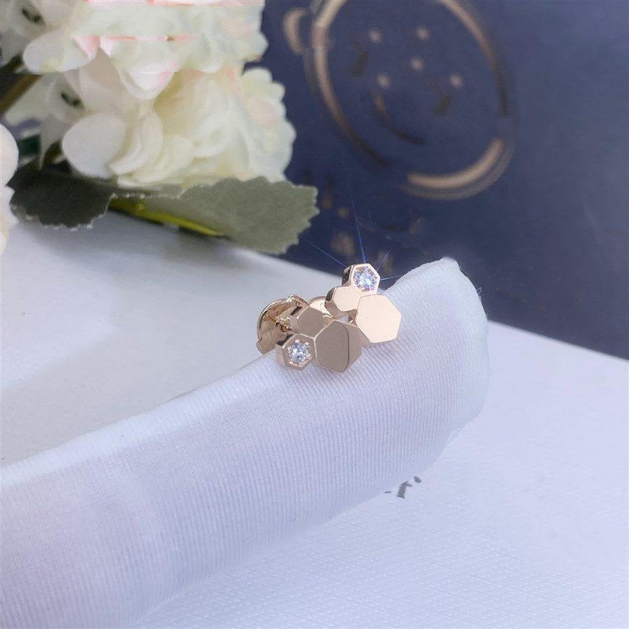 LUXEIFY BEE LOVE PINK GOLD DIAMOND EARRINGS