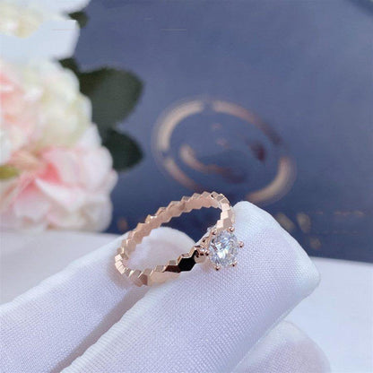 LUXEIFY BEE LOVE RING PINK GOLD 1 DIAMOND