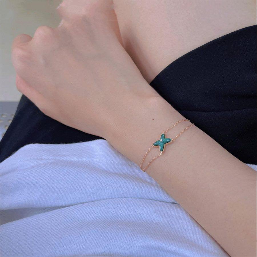 LUXEIFY JEUX BRACELET MALACHITE PINK GOLD 1 DIAMOND