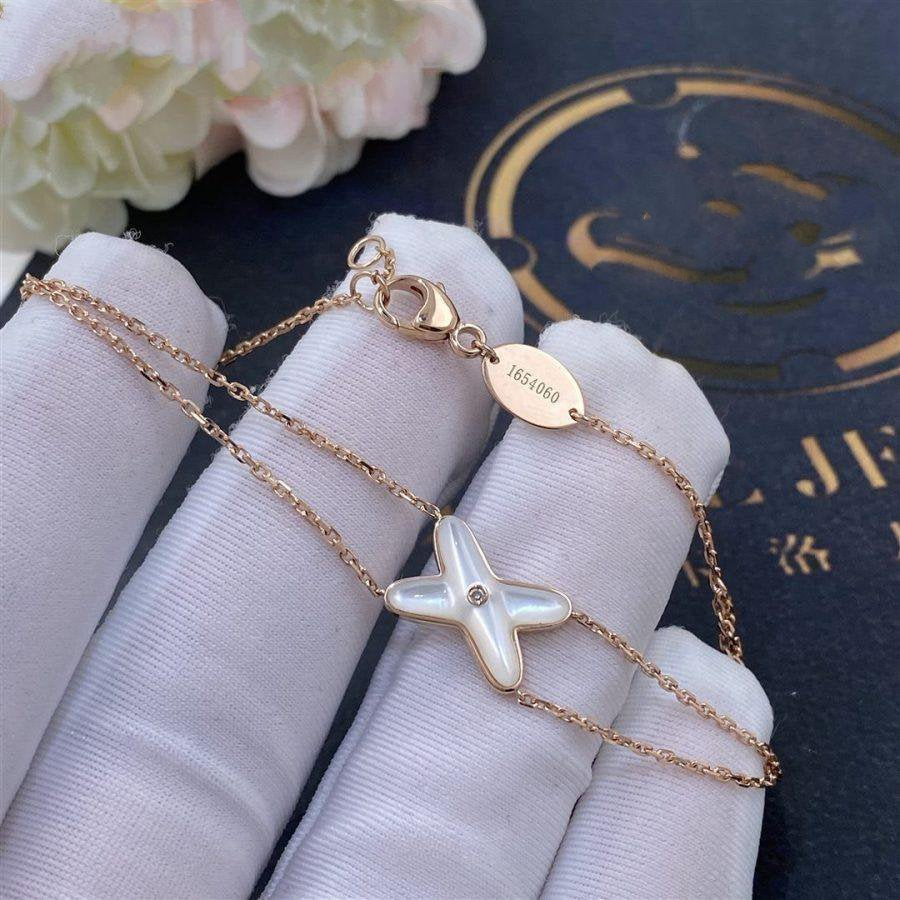 LUXEIFY JEUX BRACELET WHITE MOP PINK GOLD 1 DIAMOND